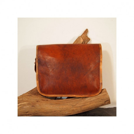 sacoche en cuir vintage à bandouière besace à rabat M