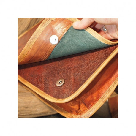 sacoche en cuir vintage à bandouière besace à rabat M