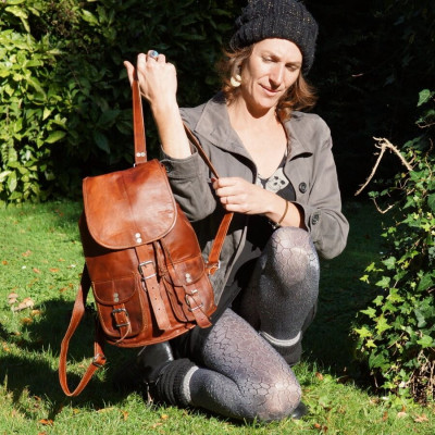 sac à dos en cuir vintage M