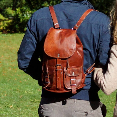 sac à dos en cuir vintage M