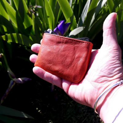 Mini porte-monnaie en cuir naturel