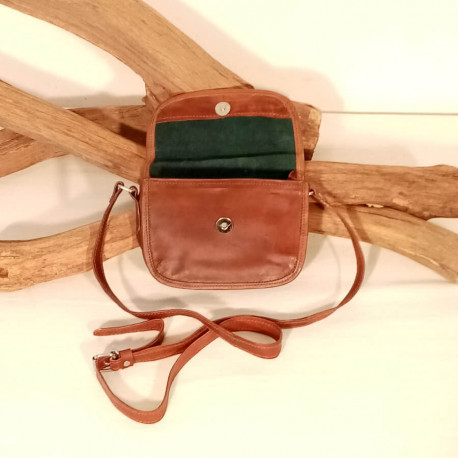 Petit sac à main en cuir à bandoulière - 1/2 rabat - XS