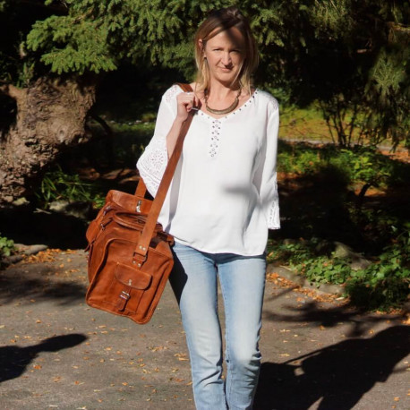 sac de voyage  en cuir vintage cylindre bagage cabine