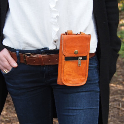 Pochette smartphone & papiers en cuir – XS