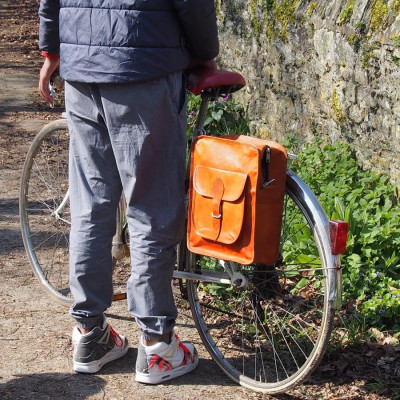 Sacoche en cuir pour vélo - Bandoulière amovible