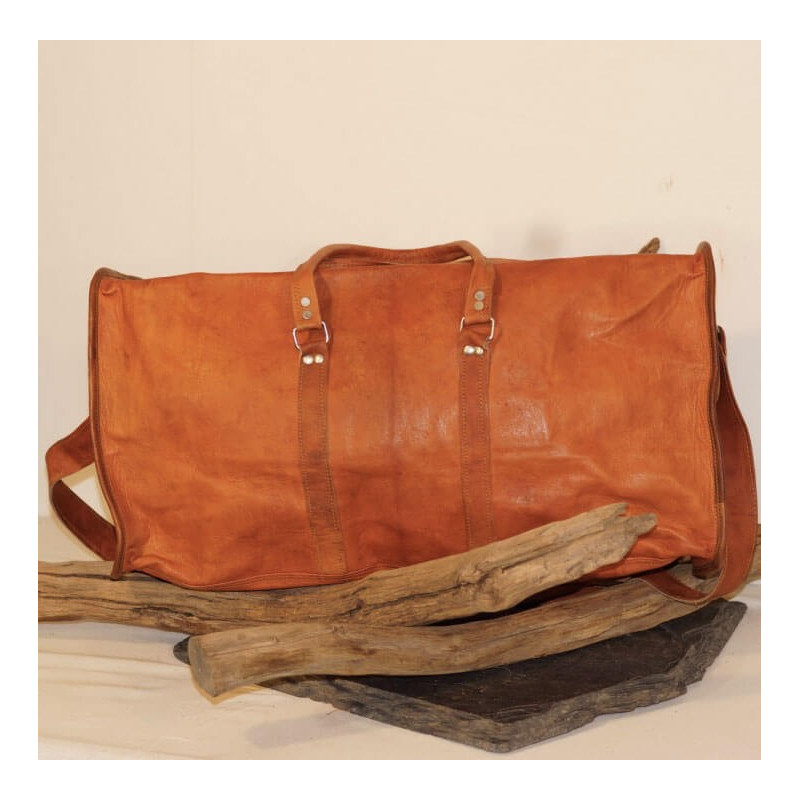 Sac de voyage en cuir vintage - Carré - XXXL