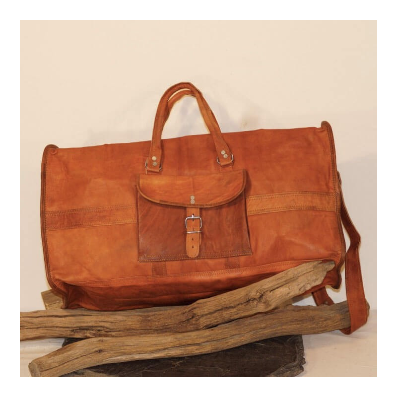 Sac de voyage en cuir vintage - Carré - XXXL