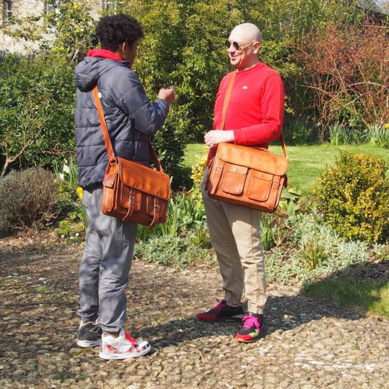 Cartable vintage en cuir - Ordinateur 15''