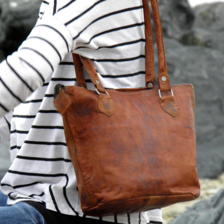 sac cabas en cuir naturel vintage femme 