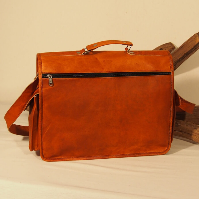 Cartable vintage en cuir - Ordinateur 15''