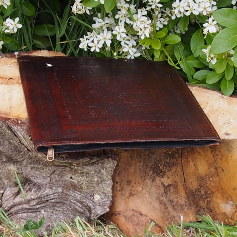 Porte documents en cuir repoussé - Fermeture éclair