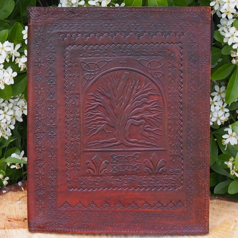 Porte documents en cuir repoussé - Fermeture éclair