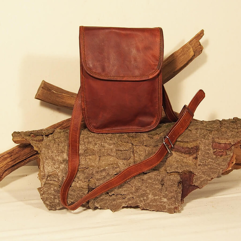 Petite sacoche haute femme en cuir - pression aimantée - S