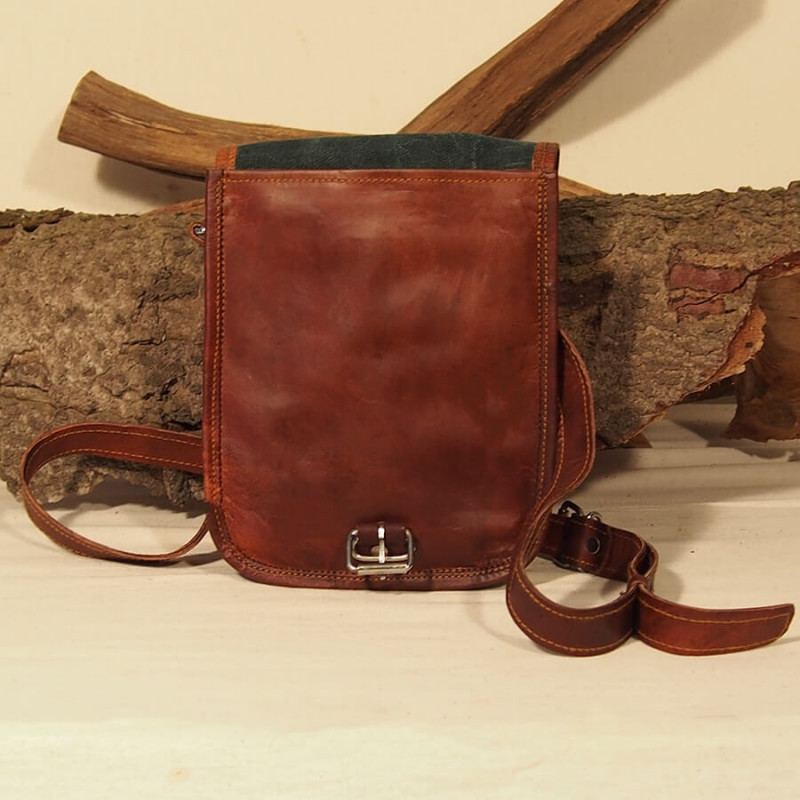 Petite sacoche haute femme en cuir vintage - 1 boucle - S