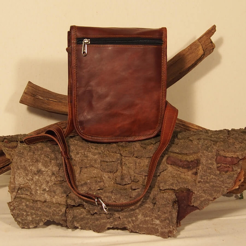 Petite sacoche haute femme en cuir vintage - 1 boucle - S