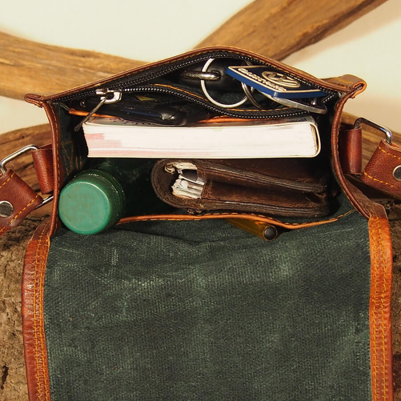 Petite sacoche haute femme en cuir vintage - 1 boucle - S