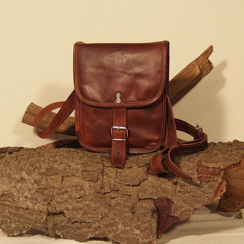 Petite sacoche haute femme en cuir vintage - 1 boucle - S