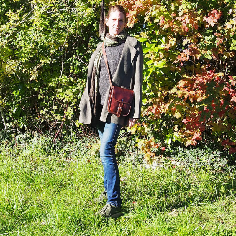 Petite sacoche haute femme en cuir vintage - 1 boucle - S