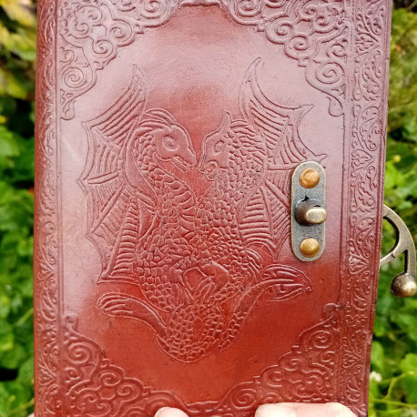 Carnet en Cuir - Double dragons - à crochet