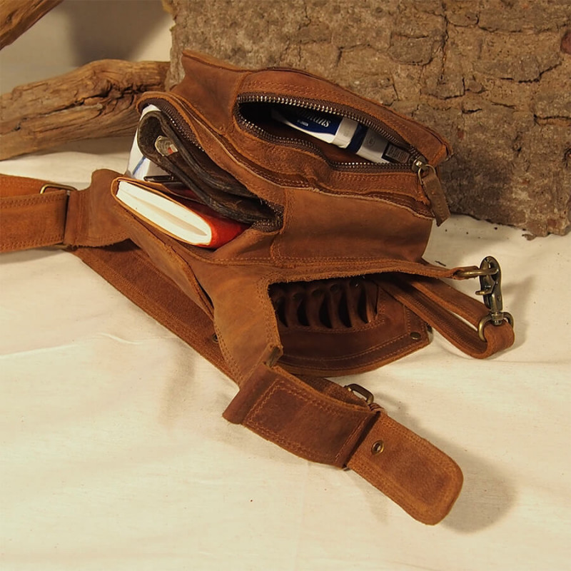 Ceinture cuir à poches - Biker - Hanche / Jambe