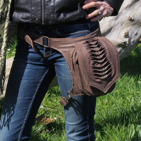 Ceinture cuir à poches - Biker - Hanche / Jambe