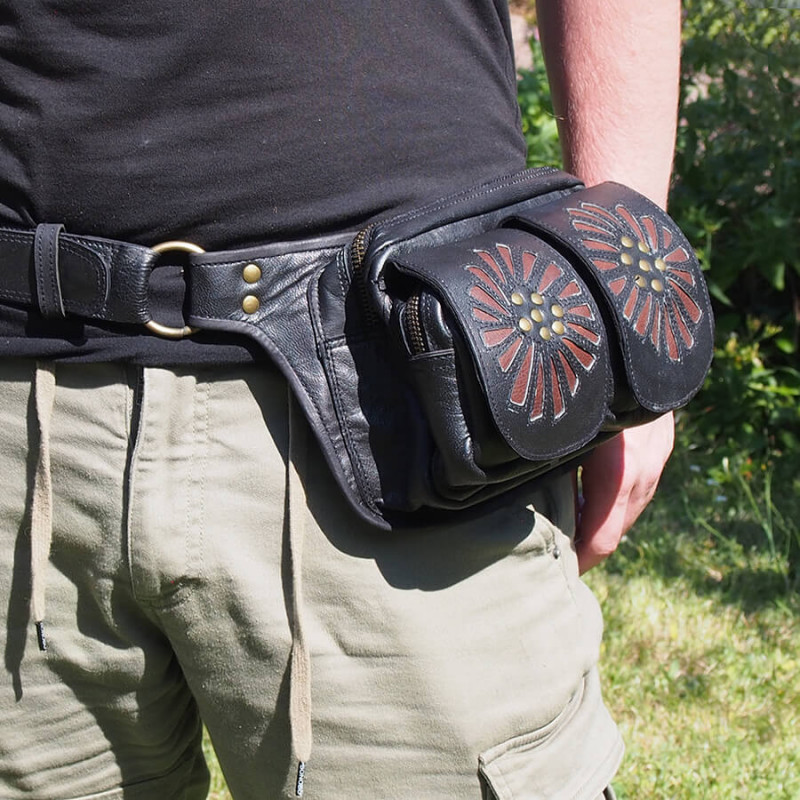 Ceinture en cuir 4 poches - Double soleil