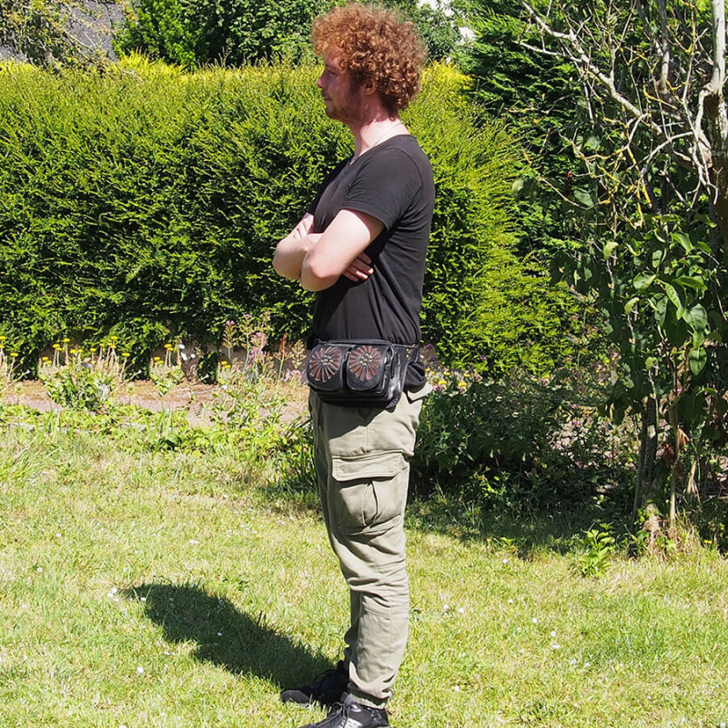 Ceinture en cuir 4 poches - Double soleil