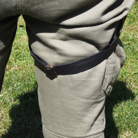 Ceinture cuir à poches - Biker - Hanche / Jambe - Noir