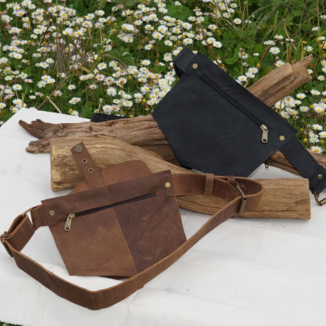 Ceinture en cuir 1 poche "médiévale"