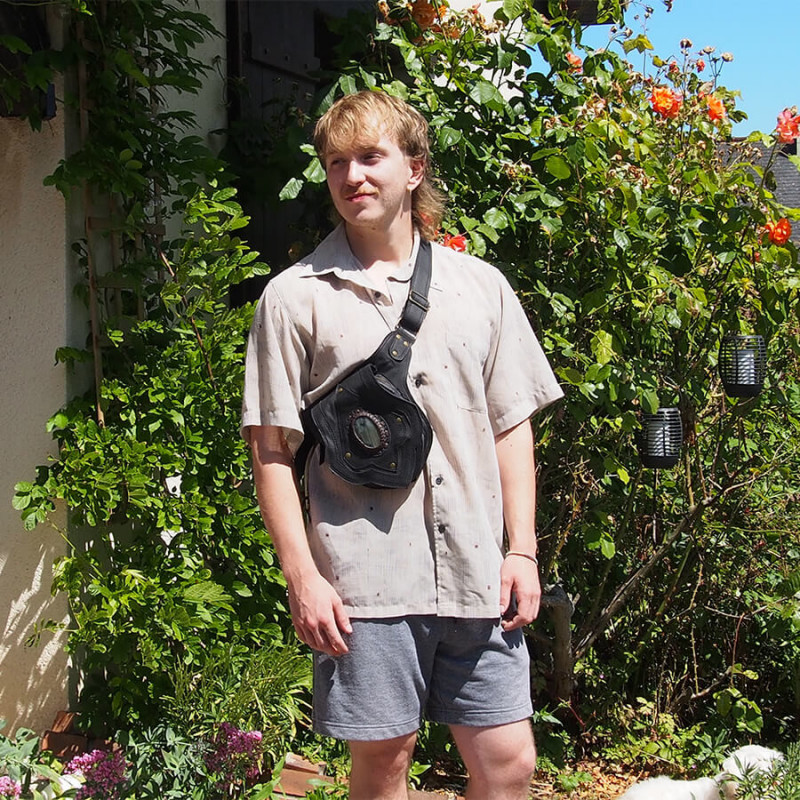 Pochette ceinture en cuir - Labradorite - Tribale