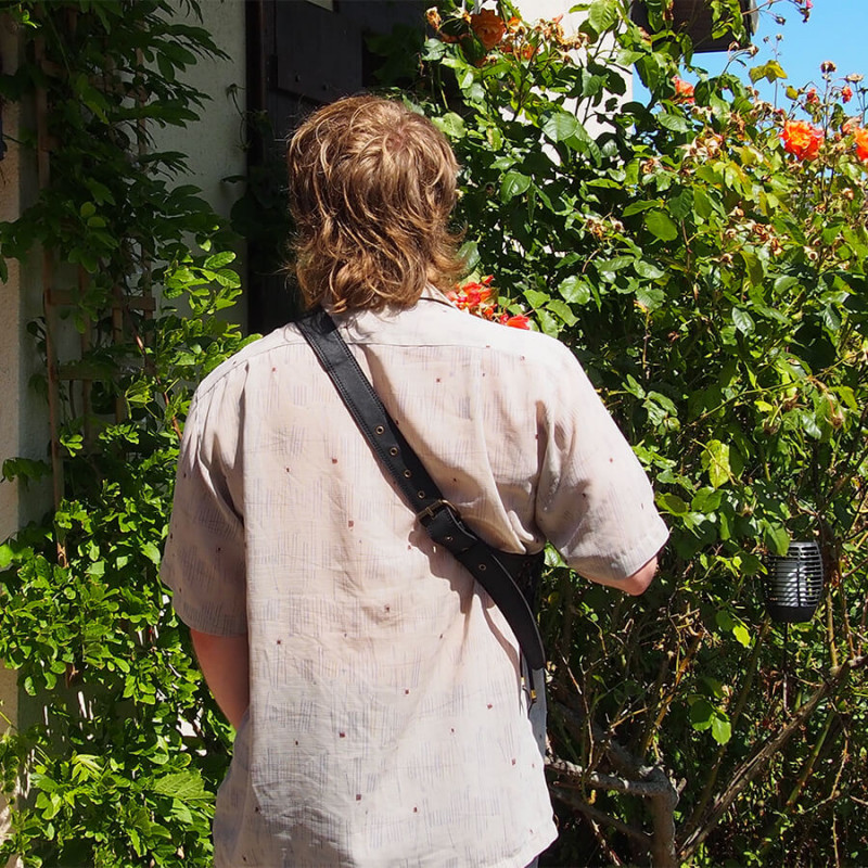 Pochette ceinture en cuir - Labradorite - Tribale