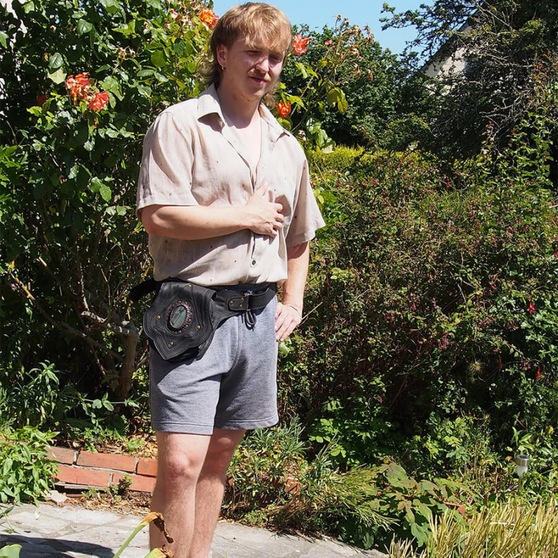 Pochette ceinture en cuir - Labradorite - Tribale