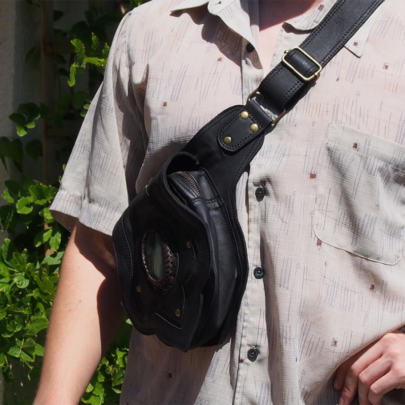 Pochette ceinture en cuir - Labradorite - Tribale