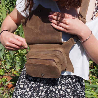 Ceinture cuir à poches festival - Girafe