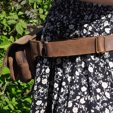 Ceinture cuir à poches festival - Girafe