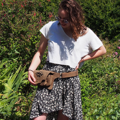 Ceinture cuir à poches festival - Girafe