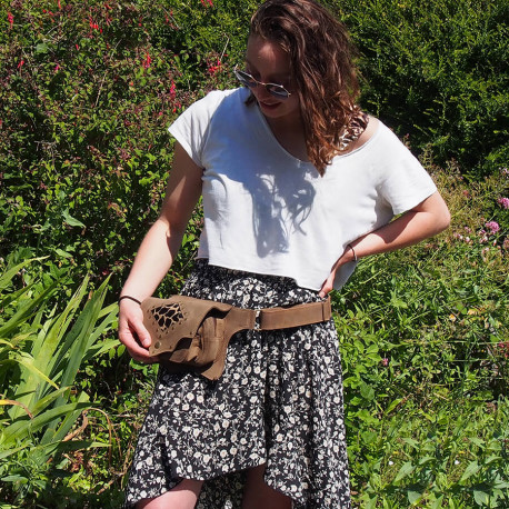 Ceinture cuir à poches festival - Girafe