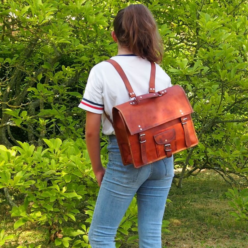 cartable en cuir vintage